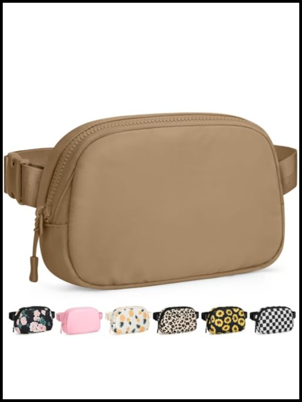 Fanny Pack Crossbody Belt Bag Water-Resistant Polyester Zipper Back Pocket